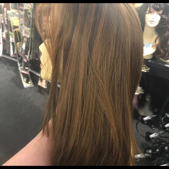 Wig copper brown Freepart lacefront silky straight main image 6